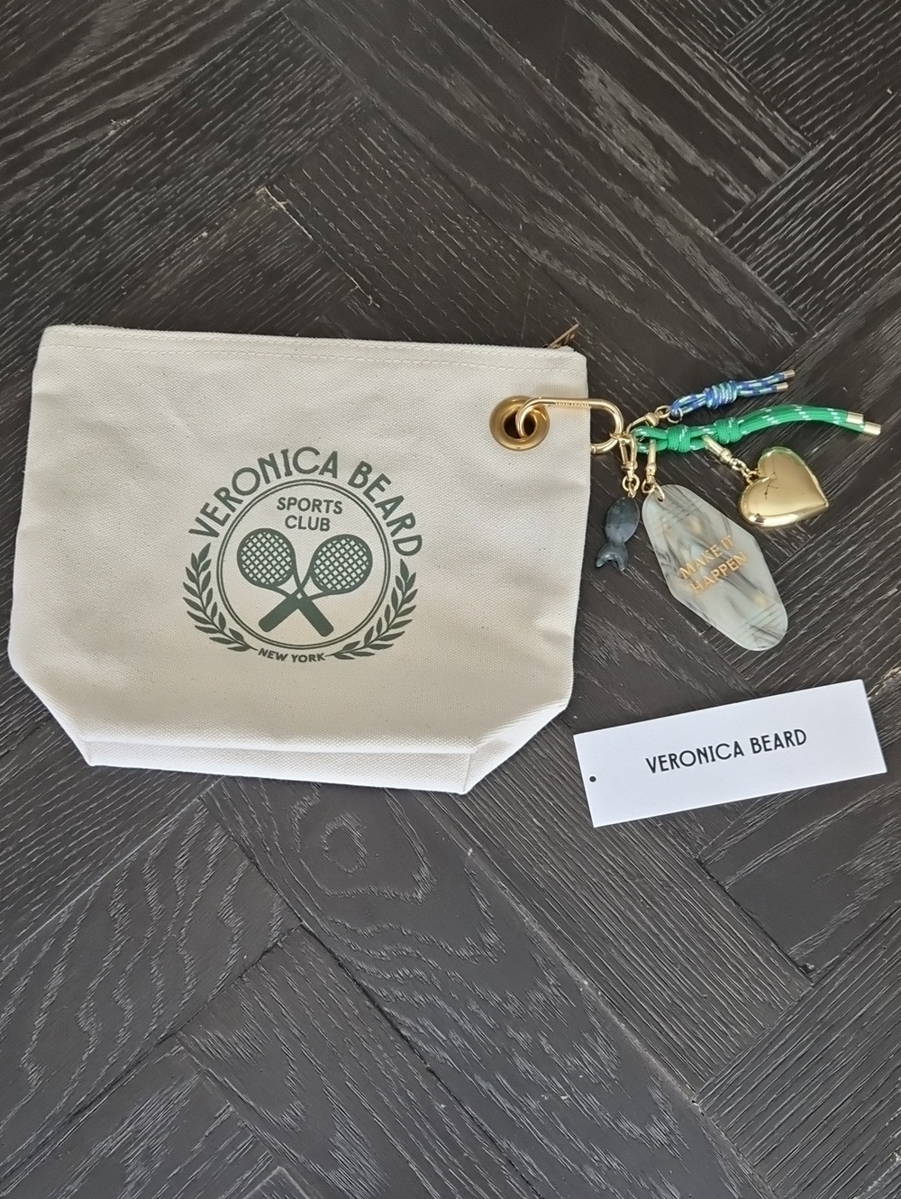 NWT Veronica Beard Sports Club Canvas Pouch and Lulu Frost Bag Charm
